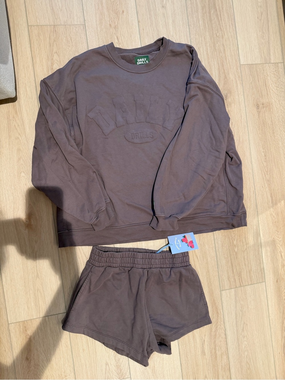 Daily Drills Mocha Two-Piece Set - Sweatshirt & Shorts